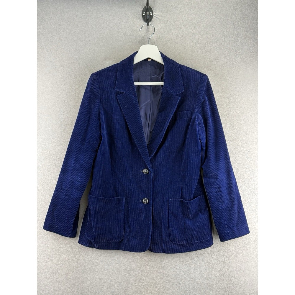 Vintage The Fashion Place‎ By Sears Women's Sz 10 Blue Corduroy 2 Buttons Blazer